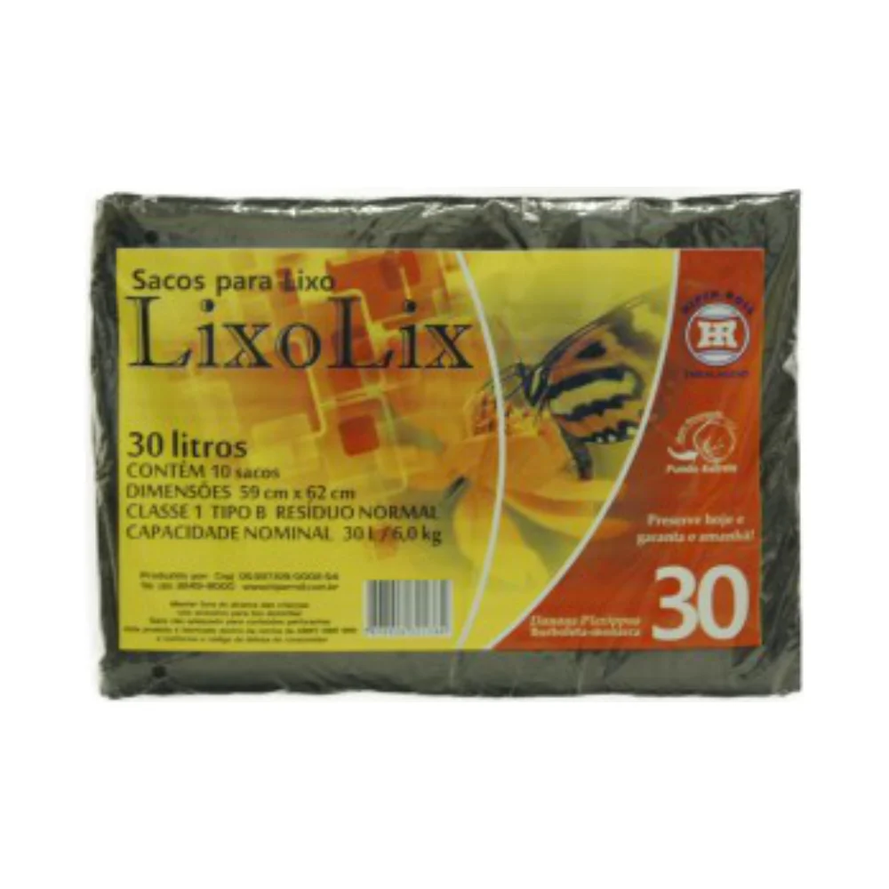 SACO P LIXO 30 LT PRETO 10UN